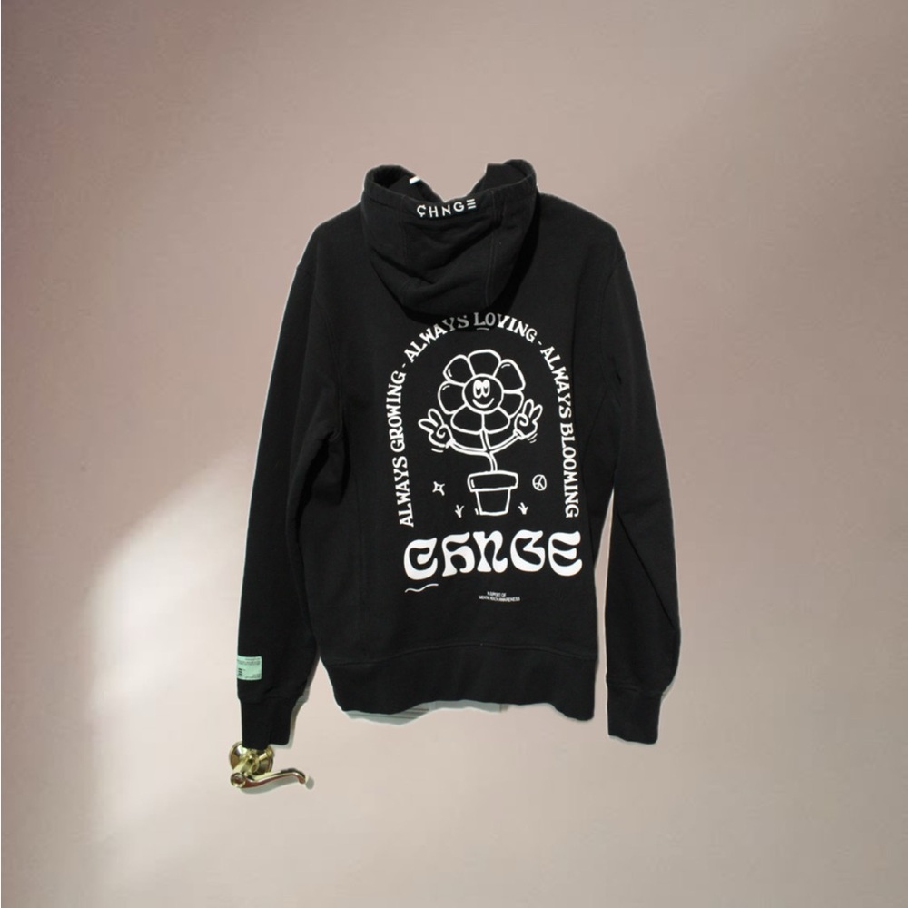 CHNGE Black Hoodie with White Graphic